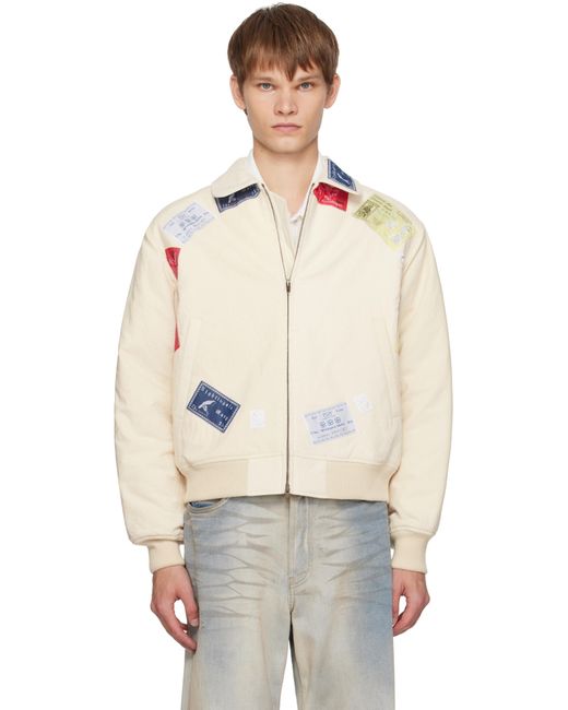 STEFAN COOKE Cb Patch Bomber Jacket in Natural for Men | Lyst UK