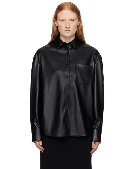 Frankie Shop Black Chrissie Faux-leather Shirt