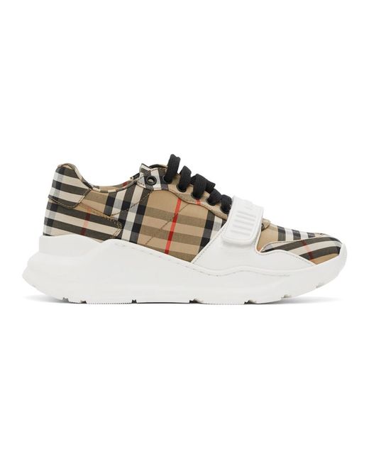 burberry beige check regis sneakers