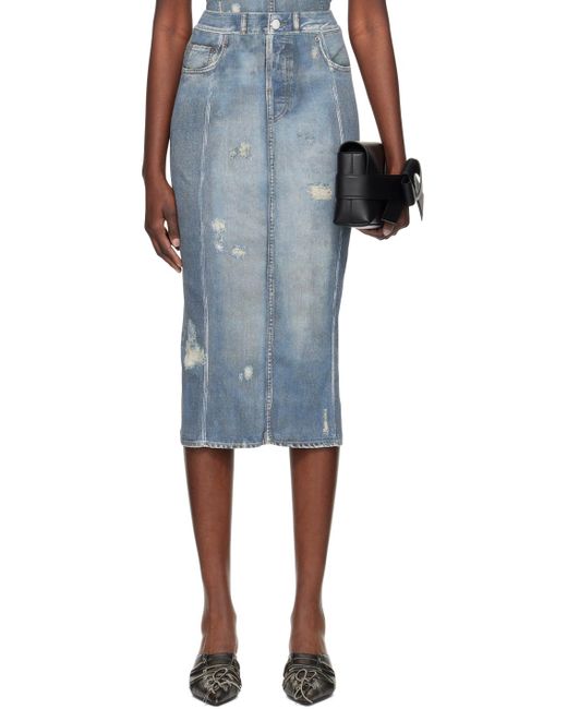 Acne Black Blue Rib Midi Skirt