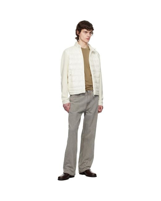 Moncler White Padded Wool Zip-Up Down Jacket for men