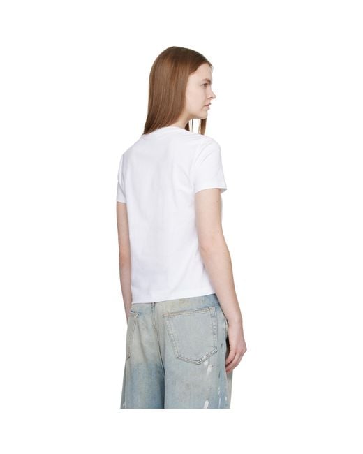Casablanca White Crystal Warped Logo Fitted Short Sleeve T‑Shirt