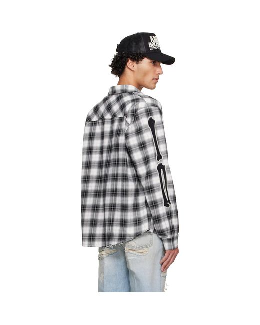 Amiri Black Bones Flannel Overshirt for men