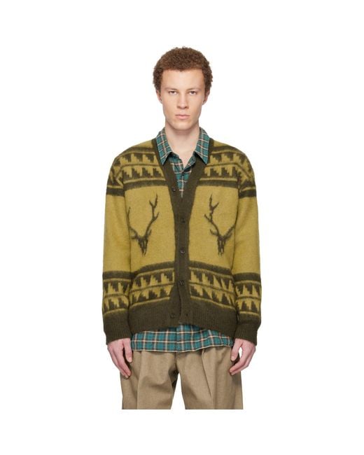 South2 West8 Black Mohair V-Neck Cardigan for men