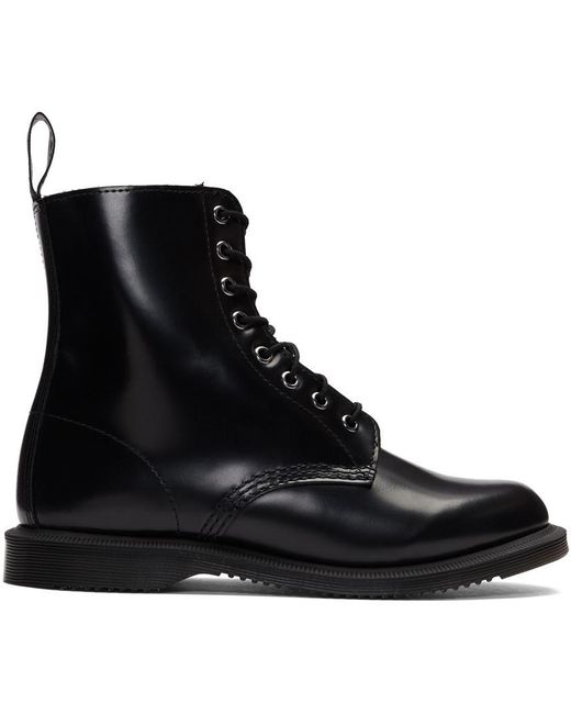 Dr. Martens Elsham Leather Combat Boot in Black | Lyst Australia