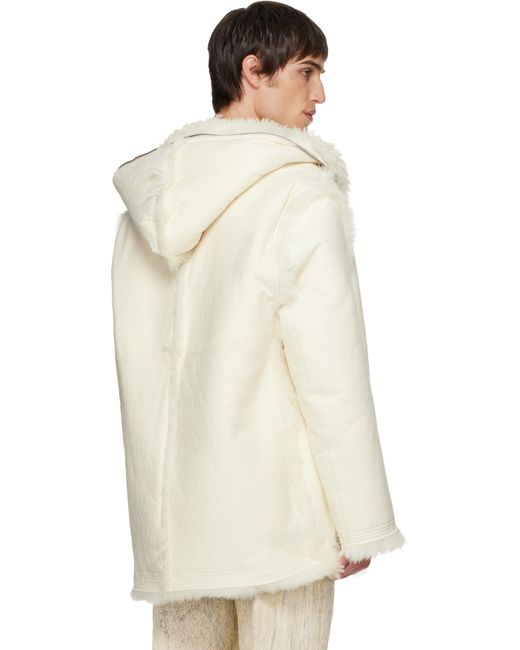 Mackintosh Écourté Réversible Blanc Cassé À Garnitures En Peau Retournée Rick Owens pour homme en coloris Multicolor