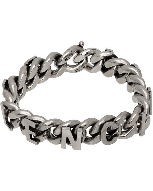Bracelet-chainette gris acier à breloques à logo Balenciaga en coloris Metallic