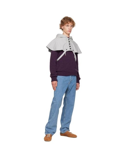 Dries Van Noten Purple Cape Hoodie for men