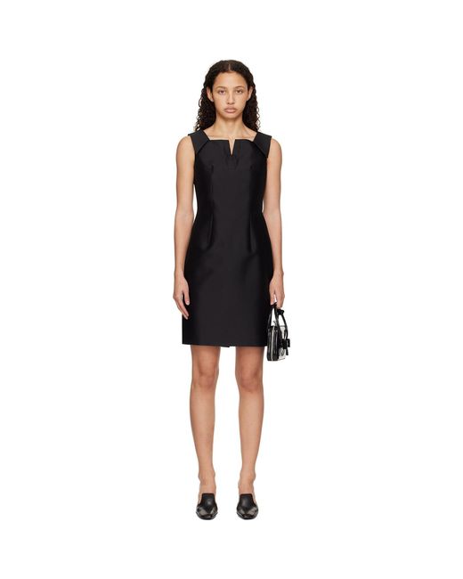 ShuShu/Tong Black Lapel Waist-cinching Straight Minidress