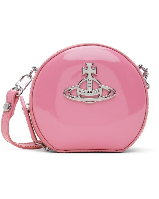Vivienne Westwood Pink Shiny Mini Round Crossbody Bag