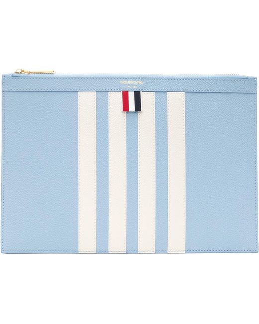 Thom Browne Blue Small Pebble Grain 4-bar Pouch for men