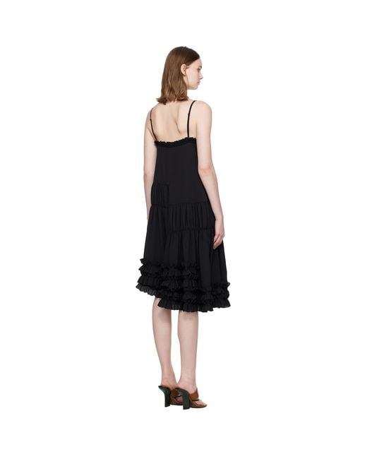 Dries Van Noten Black Ruffled Midi Dress