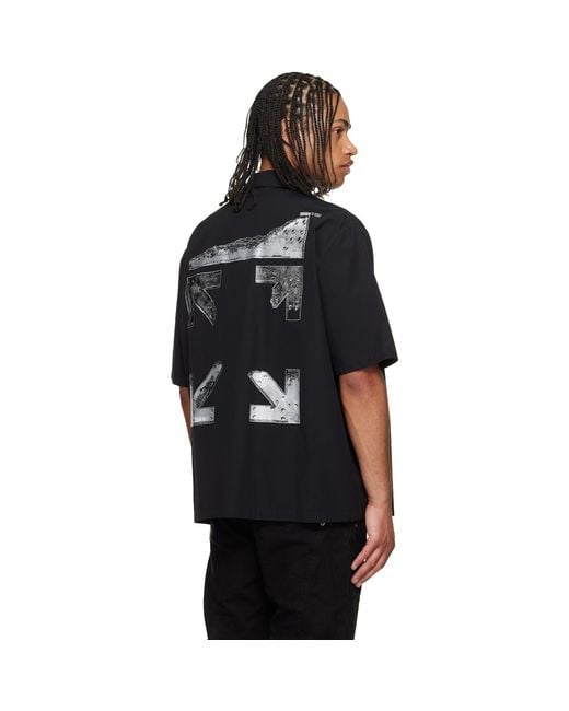 Off-White c/o Virgil Abloh Black Metal Arrow Poplin Bowling Shirt for men