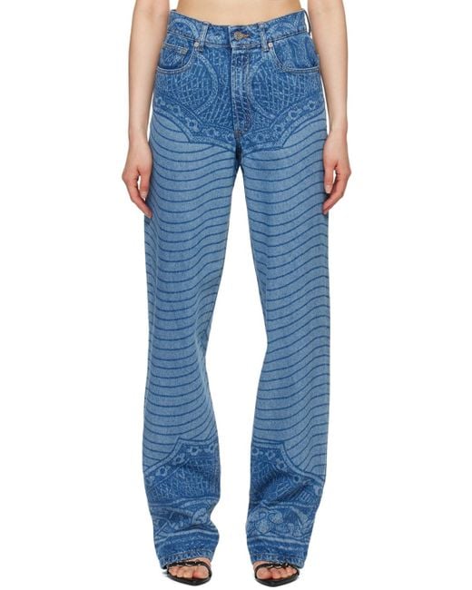 Jean Paul Gaultier Blue Laser Printed Jeans