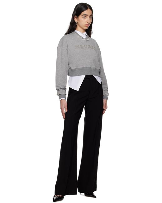 Pull Molletonné Écourté Gris À Logo Alexander McQueen en coloris Black