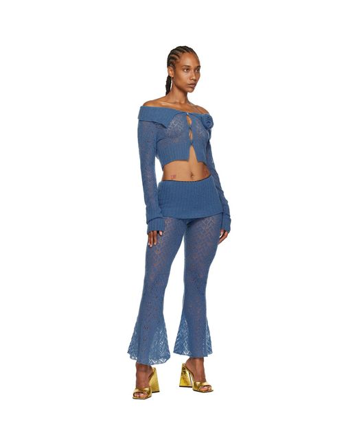 Juneyen Blue Hollow Out Trousers