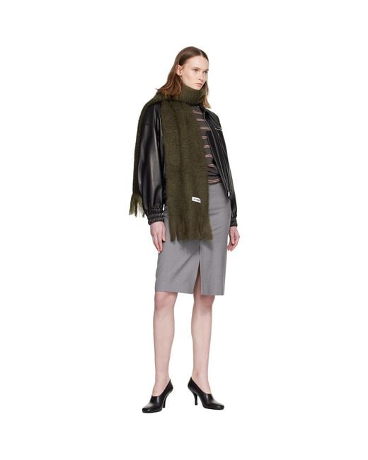Jil Sander Green Plain Mohair Wool Scarf