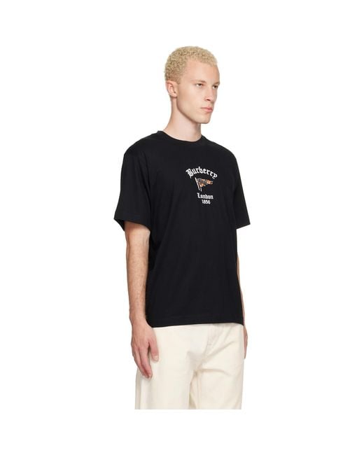 Burberry Black Check Flag Cotton T-Shirt for men