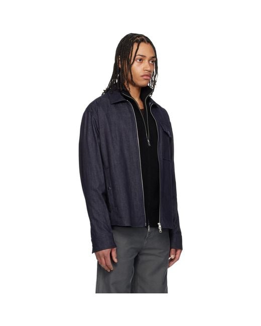 Moncler Black Long Sleeve Zip-Up Denim Jacket for men