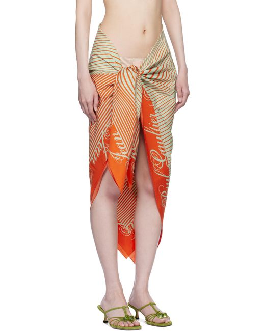 Jean Paul Gaultier オレンジ＆グリーン The Pinstripes Body Morphing カバーアップ Orange