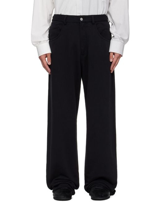 メンズ MM6 by Maison Martin Margiela ブラック コットン スウェットパンツ トラウザーズ Black