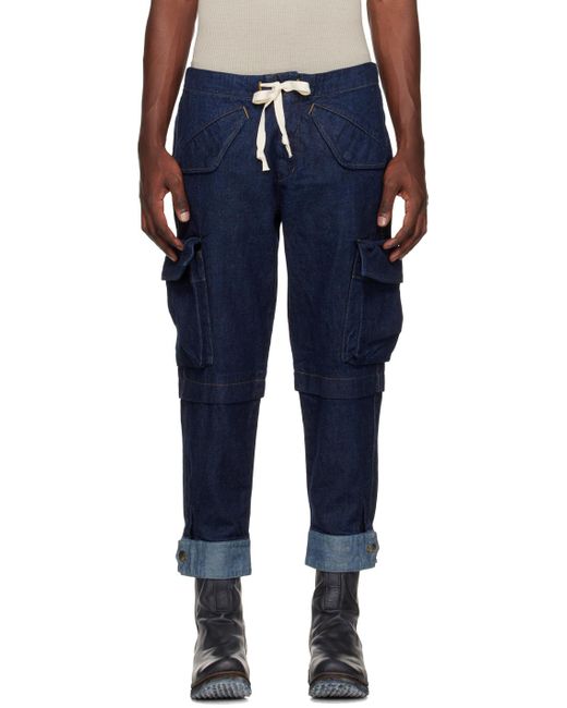 Greg Lauren Blue Cargo Jeans for men
