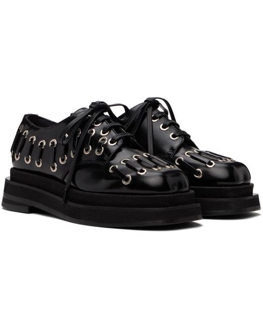 Simone Rocha Black Heart Toe Platform Grommet Brogues