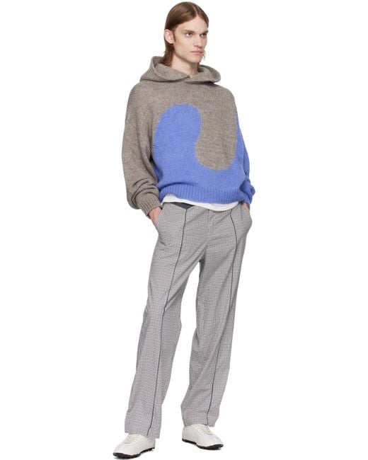 Pull À Capuche Contrasté Gris Et Bleu En Tricot À Images En Intarsia ERL pour homme en coloris Blue