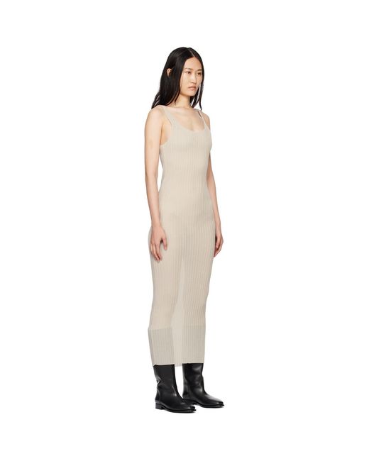 Subtle Le Nguyen Black Taupe Plissé Tank Maxi Dress