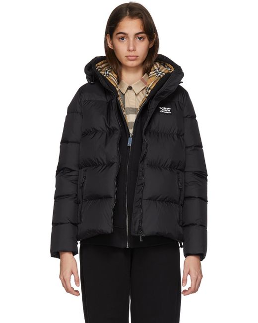 Burberry Monogram Puffer Down Leith Jacket in Black | Lyst UK