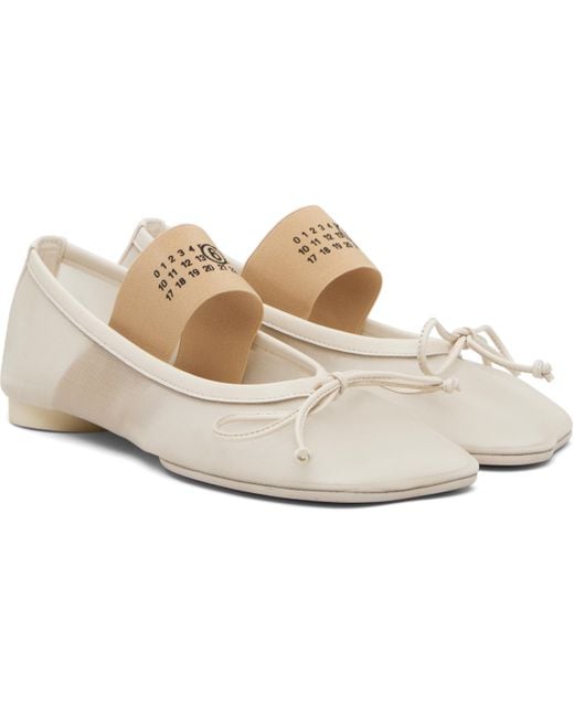 MM6 by Maison Martin Margiela Black Off- Anatomic Numeric Ballerina Flats