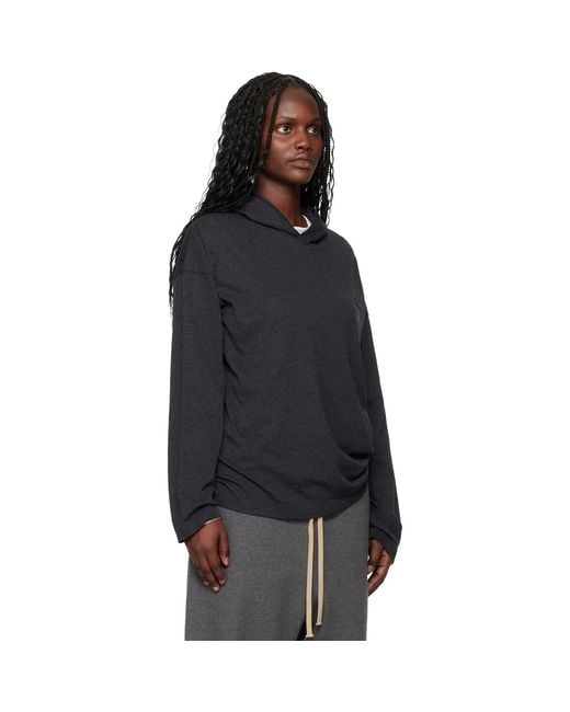 Fear Of God Black Holiday Embroidered Classic Fit Long Sleeve Hoodie