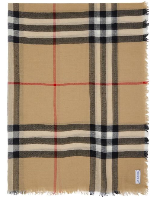 Burberry Green Beige Check Scarf for men