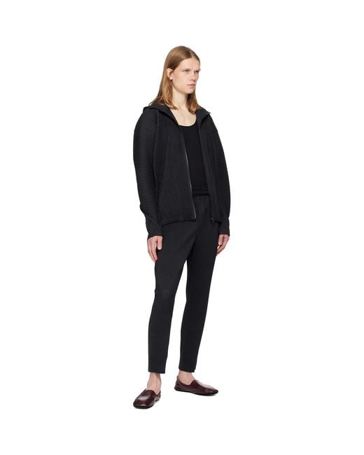 Homme Plissé Issey Miyake Black Wickerwork Mesh Trousers for men