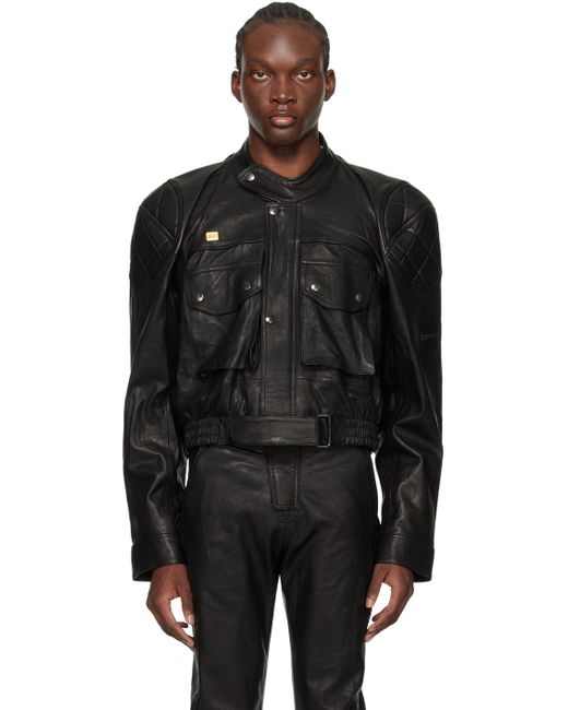 Martine Rose Black Cropped Leather Jacket for men