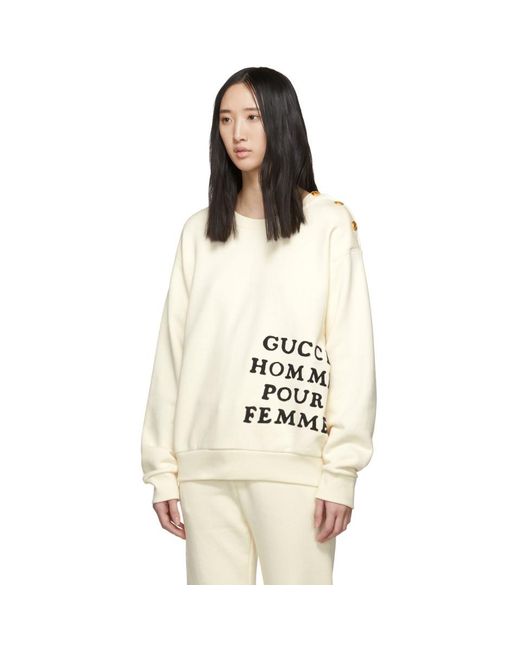 Gucci Ivory Homme Pour Femme Sweatshirt | Lyst