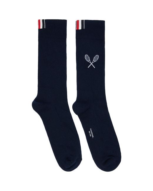 Thom Browne Blue Tennis Racquet Athletic Socks