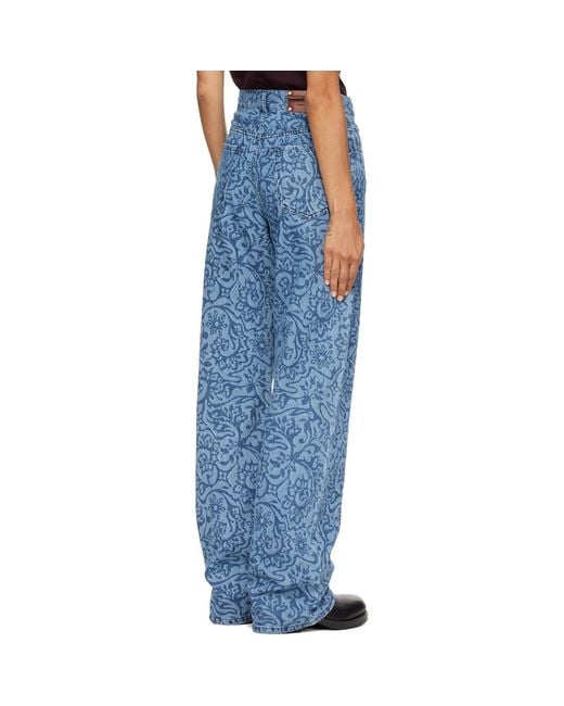 Dries Van Noten Blue Floral Jeans