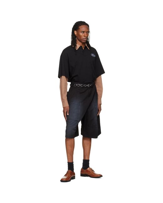 we11done Black Washed Bermuda Cargo Shorts for men