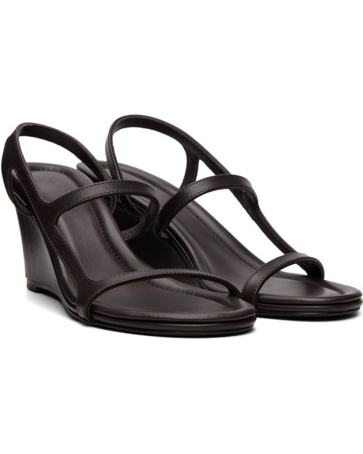 St. Agni Black High Wedge Heeled Sandals