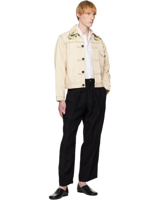 HARAGO Natural Beadwork Cropped Jacket for men
