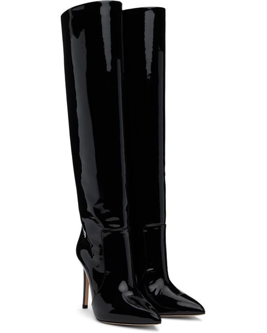 Paris Texas Black Knee-High Patent Leather Stiletto Boots