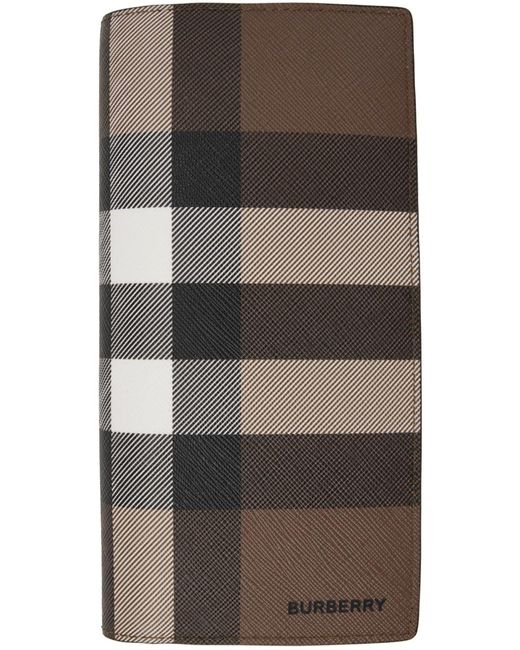 Portefeuille brun à carreaux Burberry pour homme en coloris Gray