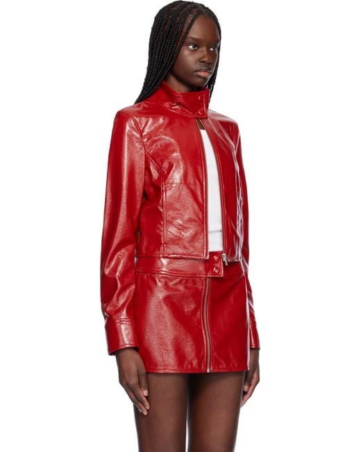 Stand Studio Red Yaz Faux-Leather Jacket