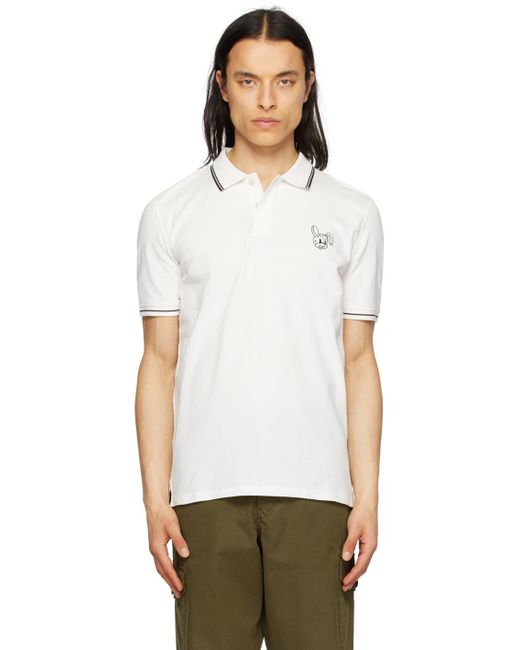 PS by Paul Smith White Embroidered Polo for men