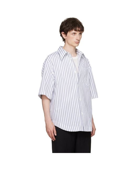 AMI White Striped 'Ami De Coeur' Wide Shirt for men