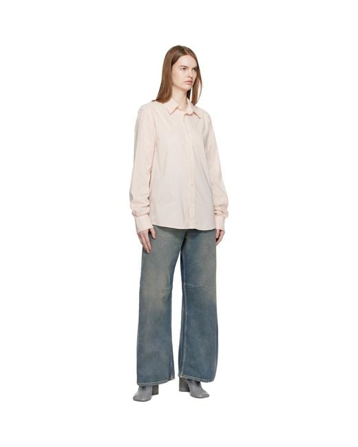 MM6 by Maison Margiela Natural Off- Poly Cotton Shirting Long-Sleeved Shirt
