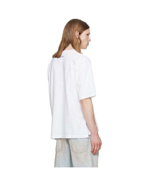 DSquared² White Smiley Dyed & Destroyed Loose Fit T-Shirt for men