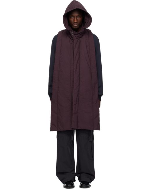 メンズ Dries Van Noten パープル コットン フード付き マフラーベスト Black