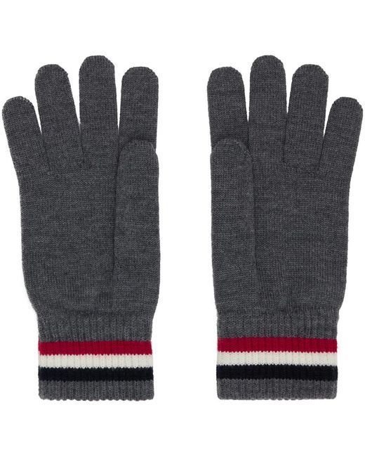 Moncler Black Tricolor Knit Gloves for men